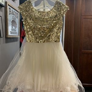 Gold and Off-White Dress